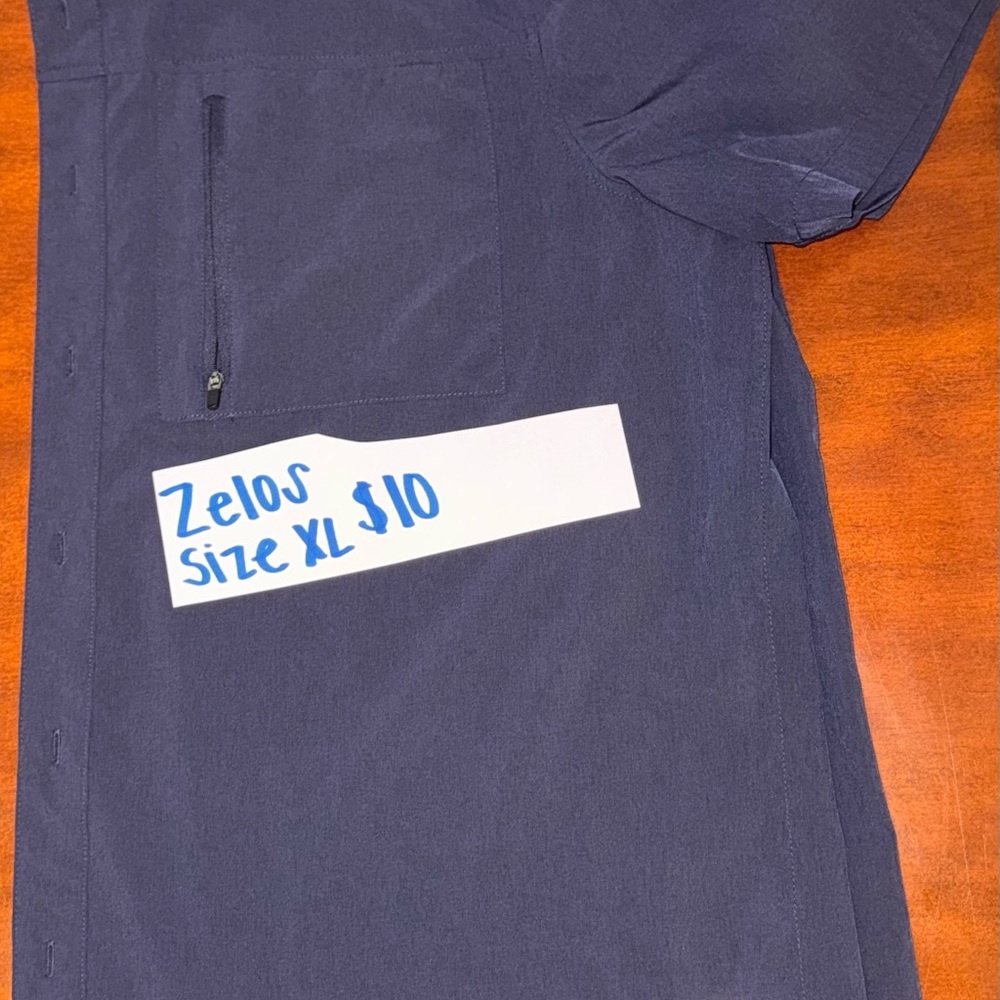 ZELOS Men's Button Down Navy Shirt